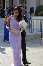 Mature Sleeveless One-shoulder Side Split Pleated Long Bridesmaid Dresses