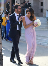 Mature Sleeveless One-shoulder Side Split Pleated Long Bridesmaid Dresses
