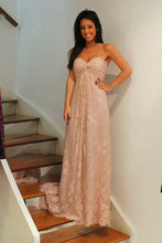 Strapless A-line/Princess Empire Long Lace Prom Dresses