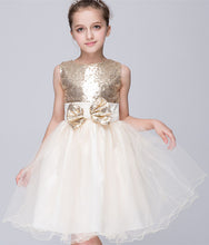 Ball Gown Sleeveless Satin & Sequined Top with Bowknot Organza Short Flower Girl Dresses
