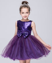 Ball Gown Sleeveless Satin & Sequined Top with Bowknot Organza Short Flower Girl Dresses
