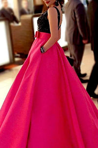 Adorable A-line/Princess Sleeveless Sequined Long Evening Dresses with Pockets