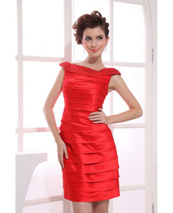 Enchanting Sheath/Column Ruched Short Satin Cocktail Dresses