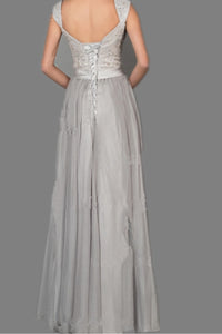 A-line Lace-up V-neck Beading Chiffon Floor-length Mother of the Bride Dresses