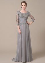 3/4 Sleeves Sheath/Column Lace Chiffon Floor Length Mother of the Bride Dresses