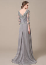 3/4 Sleeves Sheath/Column Lace Chiffon Floor Length Mother of the Bride Dresses