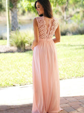 A-line/Princess sleeveless Lace Top Long Chiffon Bridesmaid Dresses