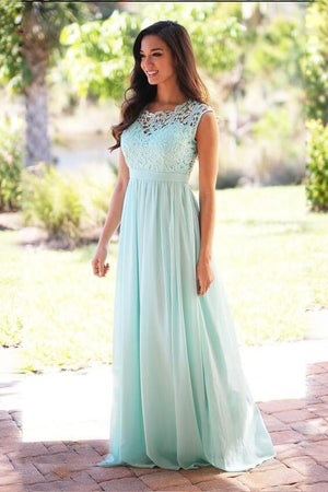 Lace and Chiffon A-Line Bridesmaid Dress with Illusion Back