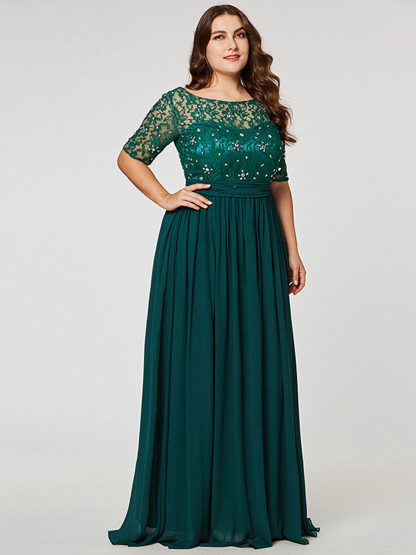 Plus Size Mother of the Bride Dresses with sleeves Angrila