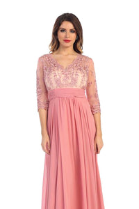 Long Mother Of The Bride Dress With Sleeves