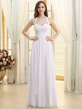 A-line Halter Sweetheart Beading Lace-up Long Chiffon Wedding Dresses