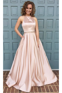 Ball-Gown/Princess Halter Neck Floor-Length Tulle Prom Dresses