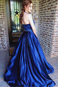 Ball-Gown/Princess Halter Neck Floor-Length Tulle Prom Dresses
