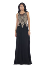 Scoop Neck Floor-Length Chiffon Prom Dresses With Beading Appliques Lace Sequins