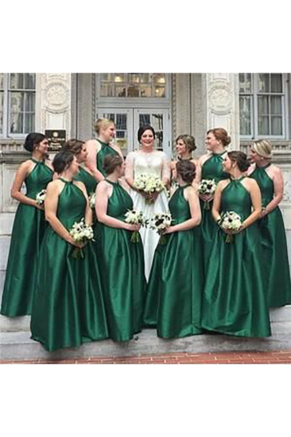 Simple Long Bridesmaid Dress Plus Size Dresses with Halter Secondary image