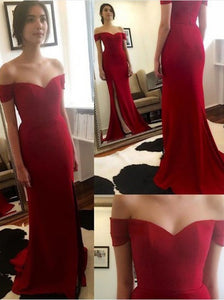 Alluring Mermaid Off-the-shoulder Side Split Long Prom Dresses