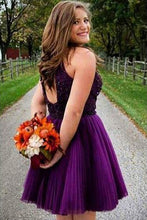 A-line Halter Sleeveless Short Tulle Homecoming Dresses with Beading