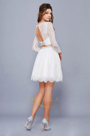 Short Lace Homecoming Dresses with Sleeves