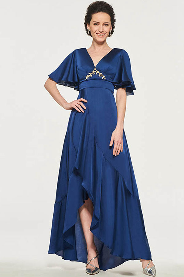 A-Line/Princess Asymmetrical V-neck Mother of the Bride Dress Main image