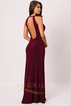 Sheath/Column V-neck Floor-Length Sexy Prom Dress