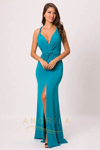 Sheath/Column V-neck Floor-Length Sexy Prom Dress