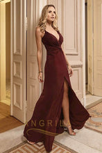 Sheath/Column V-neck Floor-Length Sexy Prom Dress