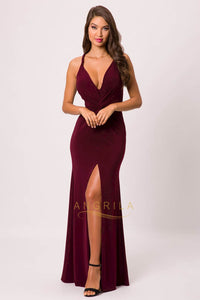 Sheath/Column V-neck Floor-Length Sexy Prom Dress