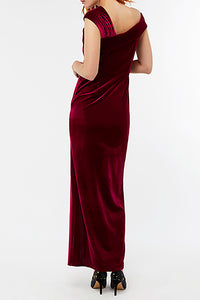 Sheath Off-the-shoulder Long Velvet Prom Dress with Split