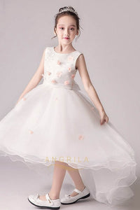 A-Line/Princess Scoop Neck White Flower Girl Dresses with Bow(s)