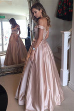 Off-the-shoulder Beading Long Satin Evening Ball Gown Prom Dresses