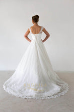 Ball-Gown Bateau Neckline Court Train Lace Wedding Dress With Beading