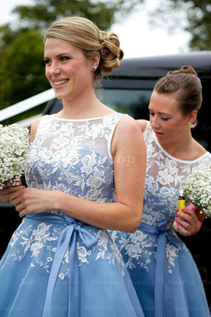 Pleasant A-line Tea-length Sleeveless Organza Bridesmaid Dresses