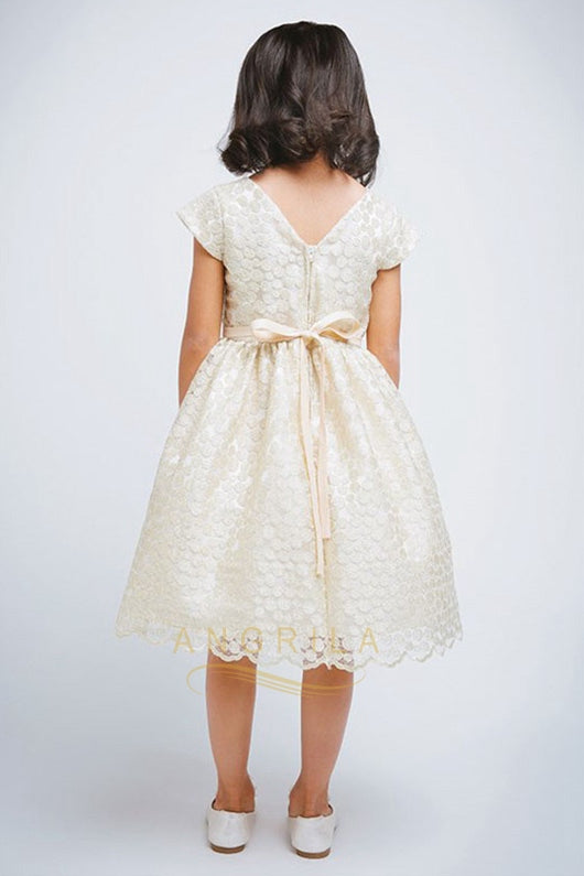 A-Line/Princess Knee-length Flower Girl Dress with Bow(s)