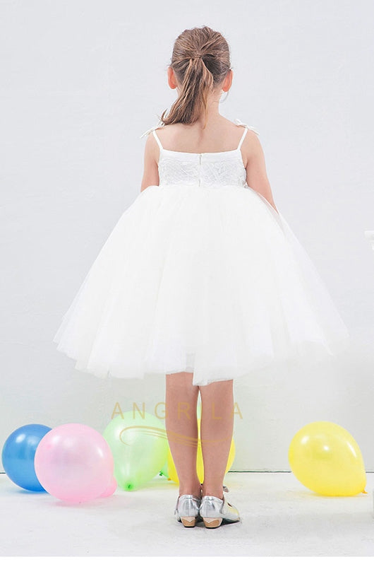 Ball-Gown Spaghetti Straps Toddler Flower Girl Dress with Flower(s)