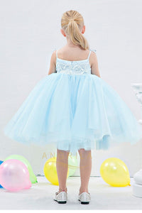 Ball-Gown Spaghetti Straps Toddler Flower Girl Dress with Flower(s)
