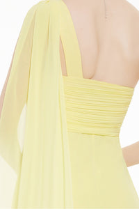 One-Shoulder Floor-Length Chiffon Bridesmaid Dress With Ruffle Design