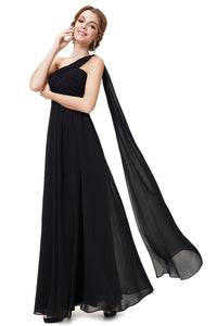 One-Shoulder Floor-Length Chiffon Bridesmaid Dress With Ruffle Design