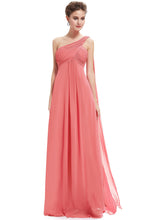 One-Shoulder Floor-Length Chiffon Bridesmaid Dress With Ruffle Design