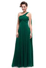 One-Shoulder Floor-Length Chiffon Bridesmaid Dress With Ruffle Design