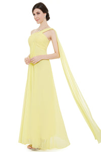 One-Shoulder Floor-Length Chiffon Bridesmaid Dress With Ruffle Design