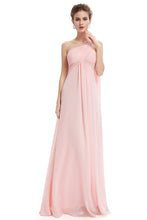 One-Shoulder Floor-Length Chiffon Bridesmaid Dress With Ruffle Design
