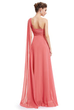 One-Shoulder Floor-Length Chiffon Bridesmaid Dress With Ruffle Design