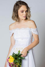 Sheath/Column Off-the-Shoulder Chiffon Lace Wedding Dress