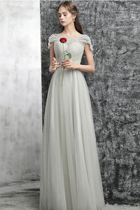 A-Line/Princess Scoop Neck Long Evening Dress with Ruffle