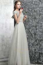 A-Line/Princess Scoop Neck Long Evening Dress with Ruffle