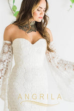 Sweetheart Sweep Train Lace Wedding Dress with Sleeves