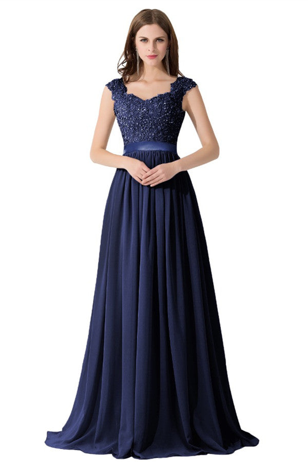 A-line/Princess V-neck Sleeveless Zipper Up at Side Long Chiffon Bridesmaid Dresses Main image