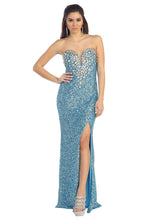 Sheath/Column Strapless Sweetheart Front Split Beading Long Sequined Formal Evening Dresses