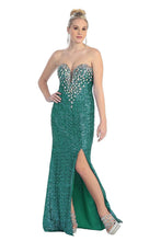 Sheath/Column Strapless Sweetheart Front Split Beading Long Sequined Formal Evening Dresses