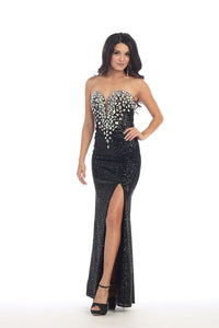 Sheath/Column Strapless Sweetheart Front Split Beading Long Sequined Formal Evening Dresses